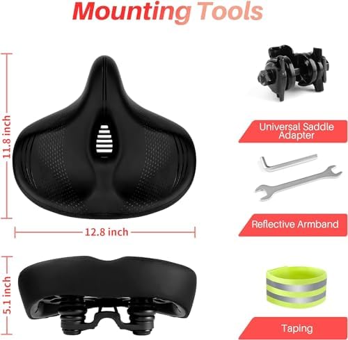 Oversized Bike Seat for Peloton Bike & Bike+, Comfort Seat Cushion Compatible with Peloton, Road or Exercise Bikes, Bicycle Wide Saddle Replacement for Men & Women, Accessories for Peloton