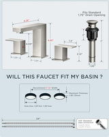 FORIOUS Brushed Nickel Bathroom Faucet for Sink 3 Hole 2 Handle, Stainless Steel Square 8" Widespread Bathroom Vanity Faucets Brushed Nickel 3 Hole with Metal Pop Up Drain, CUPC Water Hoses