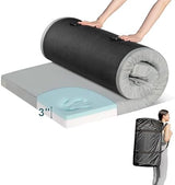 Memory Foam Camping Mattress Pad, CertiPUR-US Waterproof Portable Roll Up Mattress for Adults, Thick Floor Sleeping Mat Pad for Car Truck Tent with Travel Bag