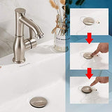 Bathroom Sink Drain, Vessel Sink Pop Up Drain with Detachable Basket Stopper,Anti-Explosion and Anti-Clogging Drain Strainer, Sink Drain Assembly Without Overflow Brushed Nickel, RWF082B