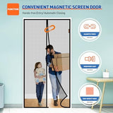 MAGZO Magnetic Screen Door, Fit Door Size 38 x 82 Inch, Actual Screen Size 40 x 83 Inch Reinforced Fiberglass Mesh Curtain Patio Entrance Mesh with Full Frame Hook & Loop, Gray