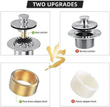 All Metal Lift & Turn Bathtub Drain Kit with Two-Hole Overflow Faceplate, Replacement Bath Tub Drain Trim Set Fine/Coarse Thread Conversion Kit Assembly, Tub Drains and overflow -Chrome Plated