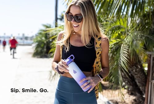 HYDRO CELL Stainless Steel Insulated Water Bottle with Straw - For Cold & Hot Drinks - Metal Vacuum Flask with Screw Cap and Modern Leakproof Sport Thermos for Adults (Lavender/White 24oz)