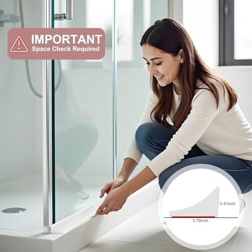 Shower Threshold Water Dam Guard - Self-Adhesive Silicone Waterproof Barrier, Leak-Proof, Flexible, Easy Installation, Customizable Length for Showers, Bathtubs, Sinks, and Countertops by Hzetuu