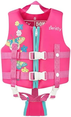 Zeraty Toddler Swim Vest Neoprene Kids Float Jacket Swimming Aid for Children Girls and Boys 20-30-40-50-60-70-80Lbs with Dual Adjustable Safety Straps