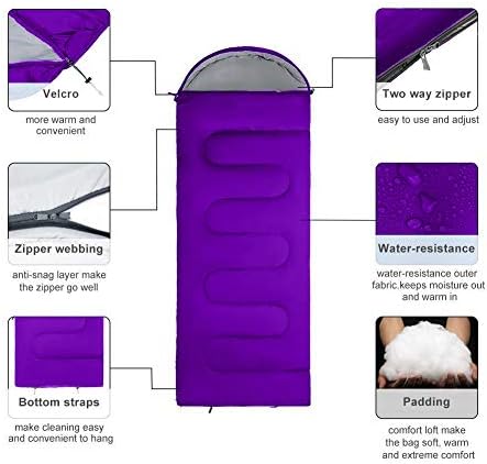 Sleeping Bag, Lightweight 3 Season Weather Sleep Bags for Kids Adults Girls Women, Microfiber Filled 5-20 Degree for Backpacking/Hiking/Camping/Mountaineering with Compression Sack