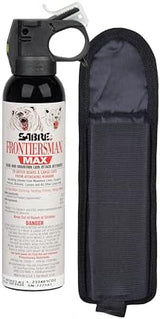 SABRE Frontiersman MAX Bear Spray – 40 ft Range, Maximum Strength, The Only EPA-Registered Spray for Bears & Mountain Lions, 9.2 oz, Glow Safety Clip, Outdoor Hiking & Camping Protection