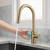 Kraus Oletto Kitchen Faucets Touchless Sensor Single Handle Pull-Down Sprayer in Brushed Brass, KSF-2830BB