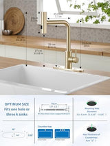Gold Kitchen Faucets with Pull Down Sprayer,Waterfall Kitchen Sink Faucet,Commercial Utility Stainless Steel Kitchen Faucets,Single Handle Kitchen Sink Faucet with Pull Down Sprayer for 3 Function
