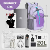 Small Hiking Backpack, 20L Lightweight Travel Backpack with Phone Pocket, Hiking Daypack for Women Men,Purple