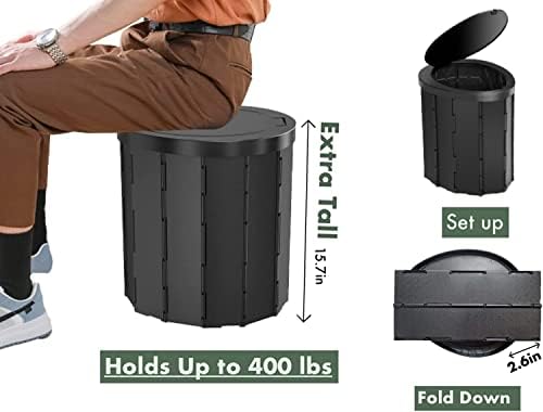 Portable Toilet Kit Adults, Pop Up Privacy Tent, X Large Camping Folding Toilet, 12 bags, 12 pack Liquid Waste Gel, Washable Foldable For Travel,RV, Outdoor