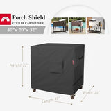 Porch Shield Waterproof Rolling 80-100 Qt Cooler Cart Cover Fits Most Patio Ice Chest Party Cooler (Black, 40"L x 20"W x 32"H)