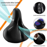 ROCKBROS Bike Seat Comfort Bike Saddle Mountain Bicycle Accessories for Men Women Soft Wide Bike Seat Cushion Dual Shock Absorbing with Reflective Strip