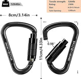 Auto Locking Carabiner Heavy Duty Carabiner 25kN UIAA Certified Climbing Carabiner Climbing Equipment Safety Carabiner for Rappelling, Hammocks, Rescue, Dog Leash, Swing
