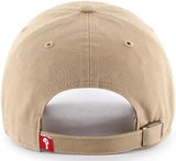 47 Brand MLB Khaki White Primary Logo Clean Up Adjustable Strap Baseball Dad Hat Cap, Adult One Size Fits All