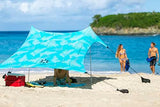 Neso Tents Beach Tent with Sand Anchor, Portable Canopy Sunshade - 7' x 7' - Patented Reinforced Corners(Aqua Fronds)