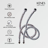 KENES Brushed Gold Bathroom Faucets, Modern Single Hole Lavatory Vanity Faucet, Single Handle Bathroom Sink Faucet Gold, with Pop Up Drain & Water Supply Hoses LJ-9031-4