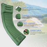 Camping Mattress Extra Thick 5in, Sleeping Pad for Camping with Pillow, Single Backpacking Mat Built-in Pump, Self Inflating Sleeping Pad, Sleep Mat Holds 440 lbs, 40D Nylon, Repair Kit