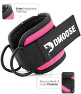 DMoose Fitness Ankle Straps for Cable Machines - One Size Fit with Premium Padding, Glute Kickback Ankle Strap for Women & Men, Cable Attachments for Gym, Booty Workouts, Leg Extension & Hip Abductors