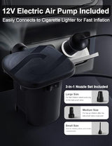 Umbrauto SUV Camping Air Mattress| Flocked Car Sleeping Bed with Reinforced Bottom| Back Trunk Inflatable Airbed for Vans| Includes Electric Pump, Pillows, Repair Patch & Carry Bag