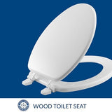 Bemis 1400TTA Economy Durable Wood Toilet Seat, Made in USA, Elongated, White