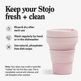 STOJO Collapsible Travel Cup - Reusable To-Go Pocket Size Silicone Bottle for Hot and Cold Drinks - Perfect for Camping - Microwave & Dishwasher Safe (Carnation, 12 Ounce (Pack of 1) - No Straw)