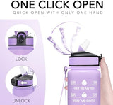 Hyeta 32 oz Water Bottles with Times to Drink and Straw, Motivational Water Bottle with Time Marker, Leakproof, Drinking Sports Water Bottle for Fitness, Gym and Outdoor