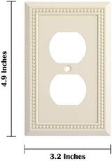 Henne Bery Sunken Pearls Heavy Duty Decorative Wall Plate Switch Plate Outlet Cover, Durable Solid Zinc Alloy (Single Duplex 3PK, Light Almond)