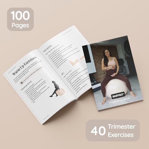 BABYGO® Birthing Ball for Pregnancy & Labor + Our Award Winning Book - Exercise, Birth & Recovery Plan, 5X Stronger Than a Yoga Ball with Eco Friendly Material