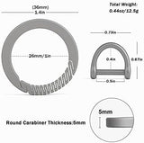 TISUR Titanium Round Carabiner Clip, Spring Hook Key Chain Ring, Small Keyring Carabiner with D-Ring for Car Keys
