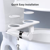 Bidet Attachment for Toilet, Dual NozzleBidet Toilet Seat, Non-Electric Ultra-Thin Bidets for Existing Toilets, Rear/Feminine Wash with Adjustable Water Pressure (Black)