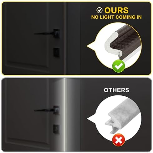 Weather Stripping Door Seal Strip - Soundproof Q-Shaped Foam for Exterior Door Frame, Large Gap Seal, Noise Cancelling, Easy to Install (Brown, 26FT)