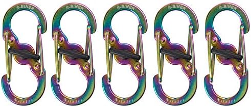 Nite Ize S-Biner MicroLock Stainless Steel - Durable Key Holder Carabiner Clip - S-Biner with Locking Gates - Durable & Strong Mini Carabiners for Keychain Accessories - Spectrum (5 Pack)