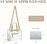 Missnine Clear Tote Bag for Women Thick PVC Clear Bag for Stadium Events with Guitar Strap Transparent for Concert Beach
