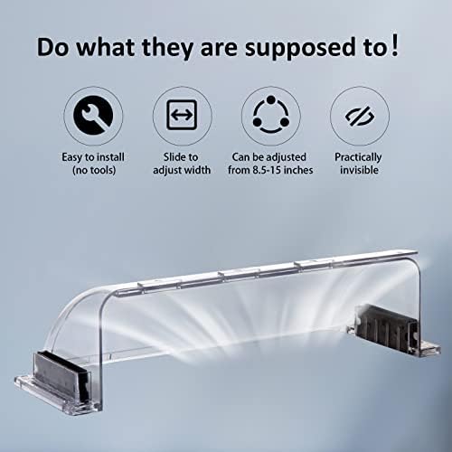 4 Pack Transparent Adjustable Air Deflector for Vents, Sidewalls and Ceiling Registers, 8.5" to 15"