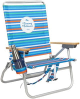 Tommy Bahama 4-Position, Extended 12.8" seat Height Easy in-Easy Out Folding Backpack Beach Chair, Logo Stripe