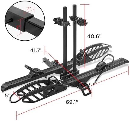 E-Bike Rack Hitch Mount Platform Style for Cars Trucks SUVs Minivans RV, fits E-Bike with Up to 5-inch Fat Tire Carrier Rack 200 lbs Capacity