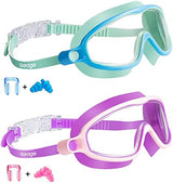 Seago Swim Goggles 2 Pack Anti-Fog Anti-UV Wide View Swimming Goggles for Kids 3-15
