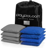 Play Platoon Cornhole Bags Weather Resistant- Set of 8 Regulation Bean Bags for Tossing- Official Professional Size & Weight Corn Hole Bags Two Color All Weather Cornhole Beans Bag Set with Tote Bag