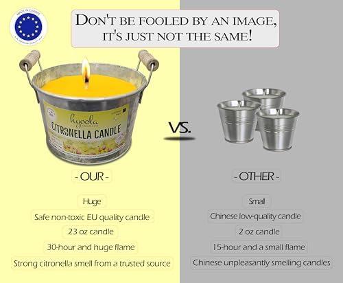HYOOLA Large Citronella Candles Outdoor Bucket - 30 Hour - 2-Pack - Natural Repellent - European Made