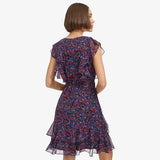 Tommy Hilfiger Women's Ruffle Trim Tie Waist Chiffon Mini Dress