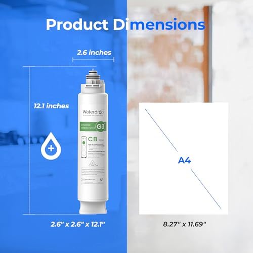 Waterdrop WD-G3-CB Filter, Replacement for WD-G3-W, WD-G3P600 and WD-G3P800-W Reverse Osmosis System, 1-year Lifetime