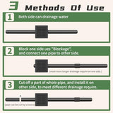 Gutter Downspout Extensions Big Kit, Catch Basin + 2pcs Pipes, Low Profile Downspout Extender - Each Flexible Pipe is 8.2ft - can be Connected into a Whole. Protect Foundation.(Black)