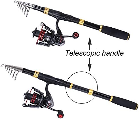 Sougayilang Fishing Rod Reel Combo with Telescopic Fishing Pole Spinning Reel Carrier Bag for Travel Saltwater Freshwater Fishing