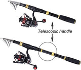 Sougayilang Fishing Rod Reel Combo with Telescopic Fishing Pole Spinning Reel Carrier Bag for Travel Saltwater Freshwater Fishing