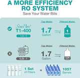 SimPure T1-400UV 1-Year Replacement Filter Cartridge Pack Set for T1-400UV Tankless Reverse Osmosis Water Filter System (2*PP + 2*CTO + 1*RO + 2*T33)