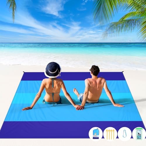 BYDOLL Beach Blanket 78''X81'' 4-7 Adults Oversized Lightweight Waterproof Sandproof Blanket for Beach Large Picnic Mat Travel Camping