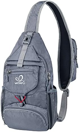 WATERFLY Packable Small Crossbody Sling Backpack Shoulder Chest Bag Daypack for Hiking Traveling