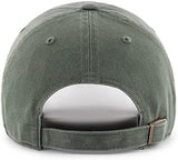 47 Brand MLB Moss Green Primary Logo Clean Up Adjustable Strap Baseball Cap Hat, Adult One Size Fits All