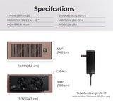 Quiet Register Booster Fan Fits 4" x 12" Register Holes, 10-Speed Smart Heating Cooling AC Vent Fan with Remote Control and Thermostat Control - Bronze